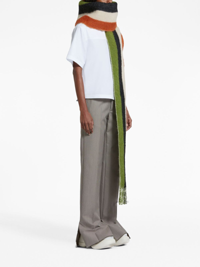Marni Houndstooth-pattern Straight-leg Trousers In Black