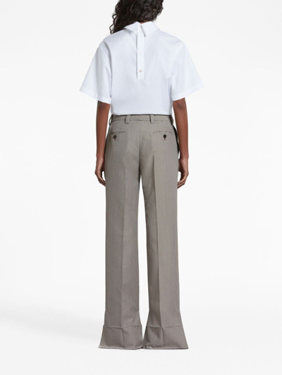 Marni Houndstooth-pattern Straight-leg Trousers In Black