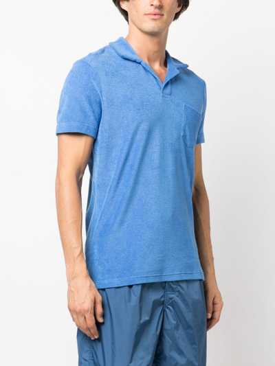 Shop Orlebar Brown Short-sleeved Terry-cloth Polo Shirt In Blue