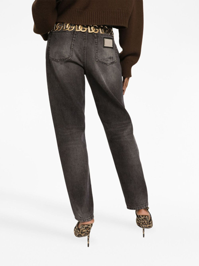 Shop Dolce & Gabbana High-waisted Boyfriend Jeans In Grey