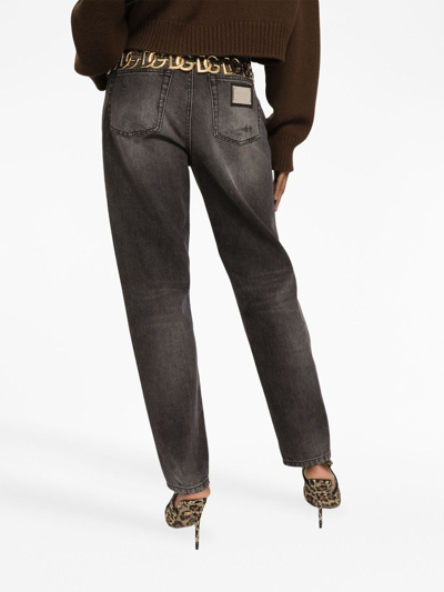 Dolce & Gabbana Boyfriend Jeans In Dark Blue Denim In Grey