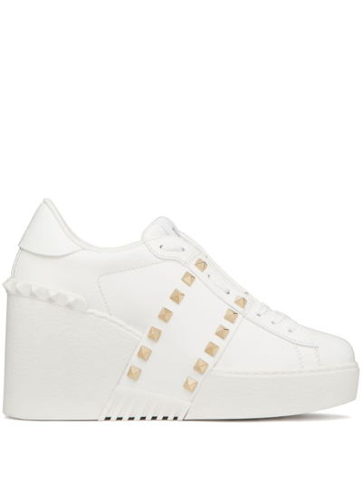 Shop Valentino Open Disco 85mm Wedge Sneakers In White