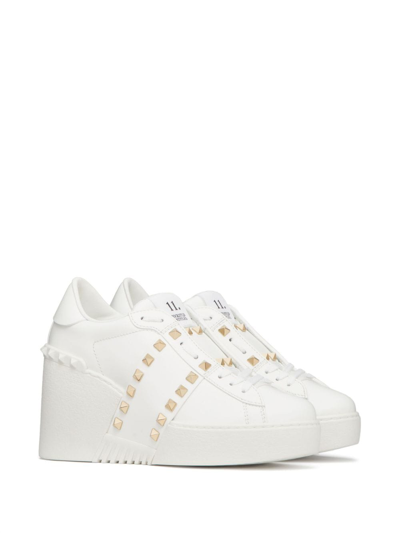 Shop Valentino Open Disco 85mm Wedge Sneakers In White