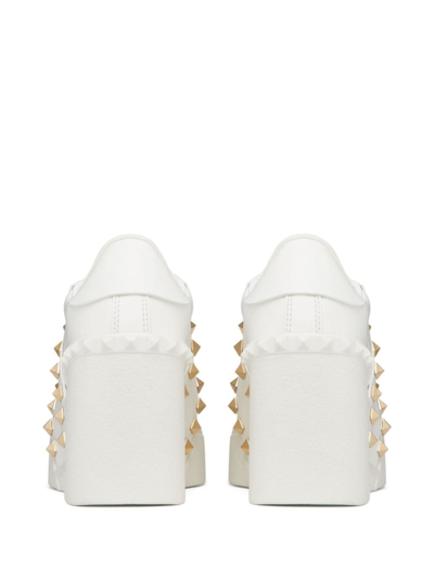 Valentino Open Disco 85mm Wedge Sneakers In White