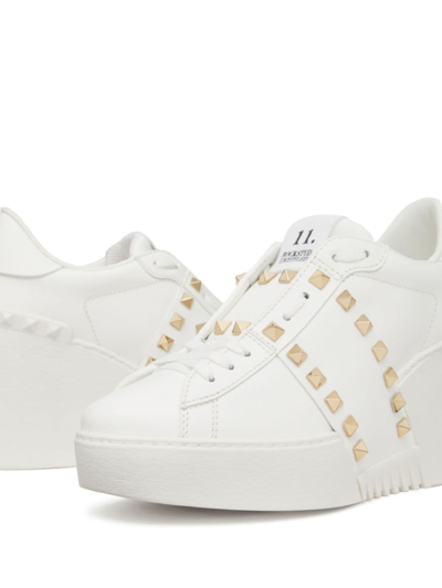 Valentino Open Disco 85mm Wedge Sneakers In White