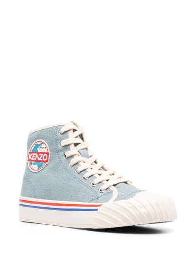 Shop Kenzo Logo-patch High-top Sneakers In Blue