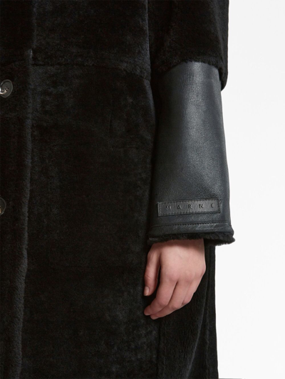 Shop Marni Reversible Shearling Coat In Black