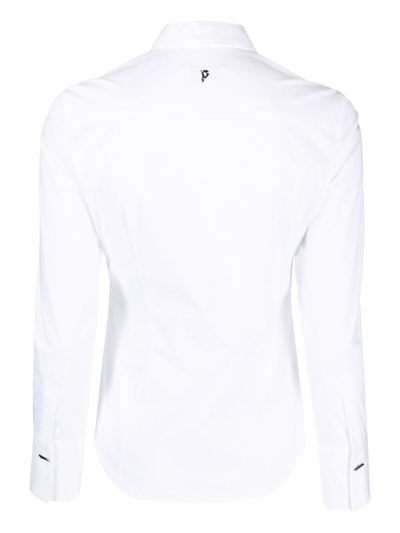 Shop Dondup Pointed-collar Stretch-cotton Shirt In White