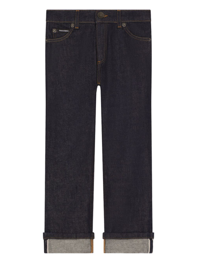 Shop Dolce & Gabbana Logo-plaque Straight Jeans In Blue