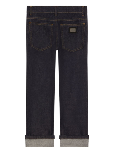 Shop Dolce & Gabbana Logo-plaque Straight Jeans In Blue