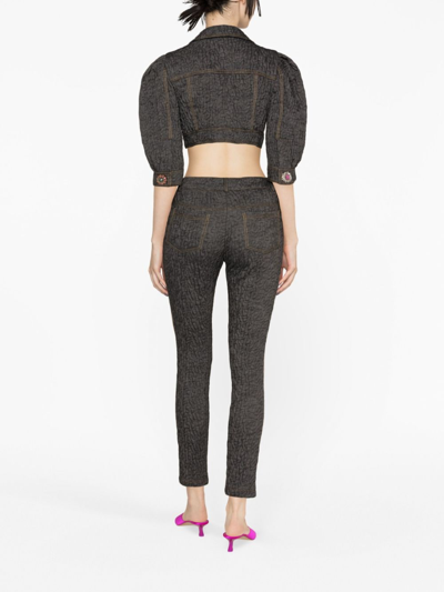Moschino Structured Cropped Jacket With High-waisted Trousers In Black