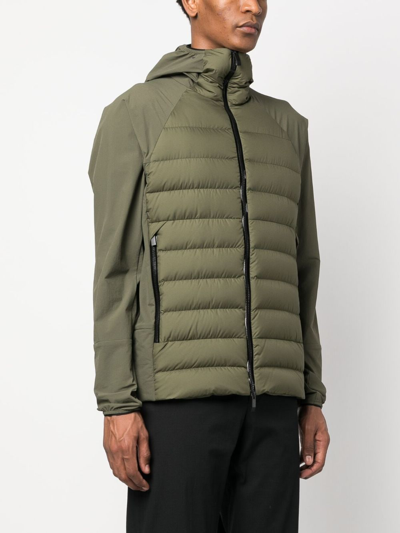 Shop Moncler Logo-patch Padded Hooded Jacket In Green