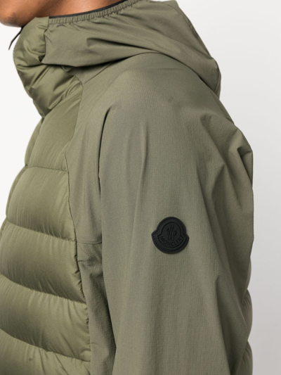 Shop Moncler Logo-patch Padded Hooded Jacket In Green