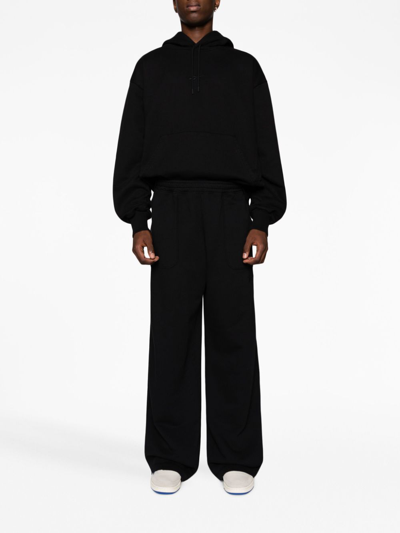 Shop Reebok Special Items Wide-leg Cotton Track Pants In Black