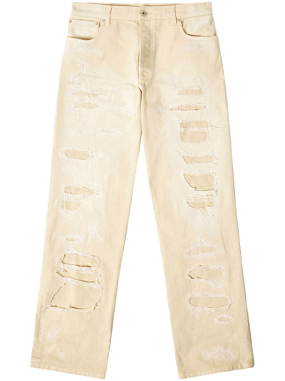Shop Heron Preston Straight-leg Distressed-finish Jeans In Neutrals