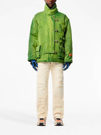 Heron Preston Straight-leg Distressed-finish Jeans In Neutrals