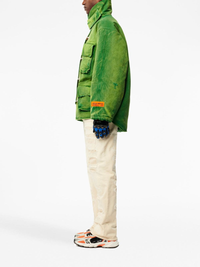 Heron Preston Straight-leg Distressed-finish Jeans In Neutrals
