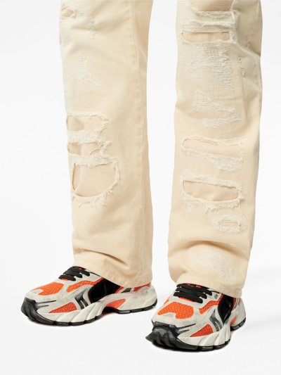 Heron Preston Straight-leg Distressed-finish Jeans In Neutrals