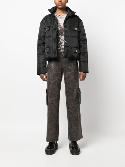 Moschino Button-up Puffer Jacket In Black
