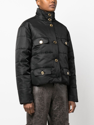 Moschino Button-up Puffer Jacket In Black