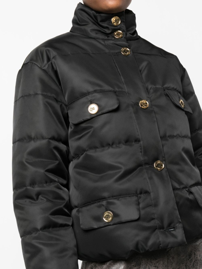 Moschino Button-up Puffer Jacket In Black