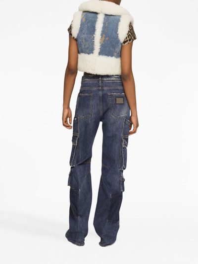 Shop Dolce & Gabbana Distressed-finish Straigh-leg Cargo Jeans In Blue