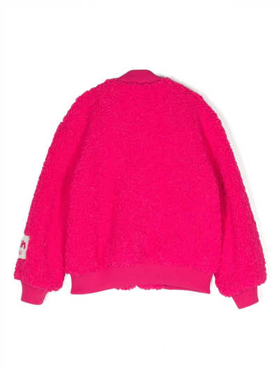 Shop Msgm Faux-fur Long-sleeve Bomber Jacket In Pink