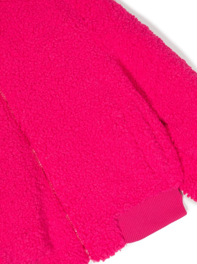 Msgm Faux-fur Long-sleeve Bomber Jacket In Pink