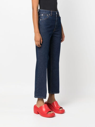 Shop Lanvin High-waist Cropped Flared Jeans In Blue