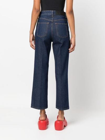 Shop Lanvin High-waist Cropped Flared Jeans In Blue