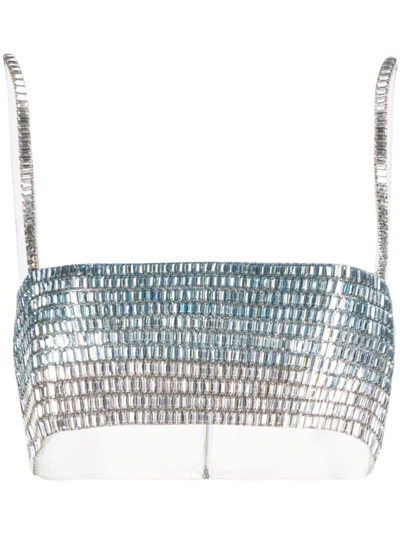 Shop Retroféte Eloa Crystal-embellished Crop Top In Blue