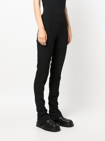 Shop Semicouture High-waisted Slim-cut Tapered Trousers In Black