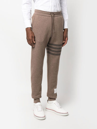 Thom Browne Wool Loopback 4-bar Sweatpants In Brown
