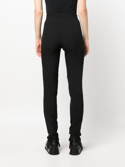 Shop Semicouture High-waisted Slim-cut Tapered Trousers In Black