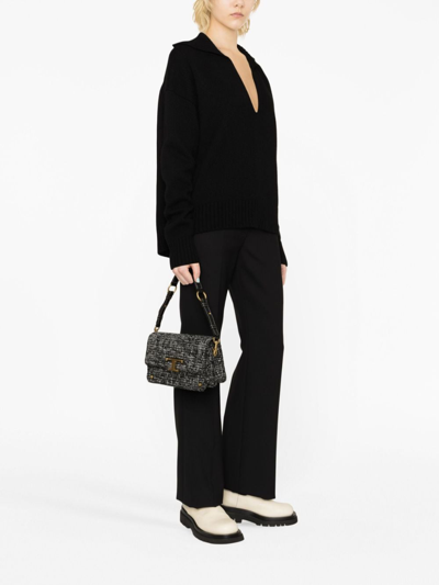 Shop Tod's Cartella T-timeless Tweed Shoulder Bag In Black