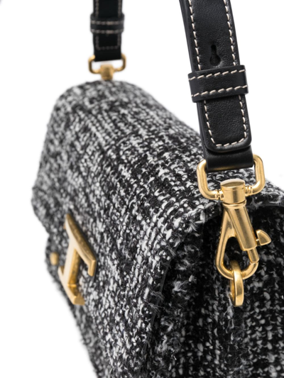 Shop Tod's Cartella T-timeless Tweed Shoulder Bag In Black