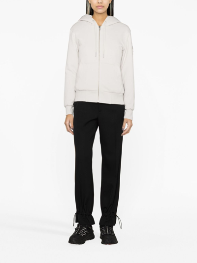 Moose Knuckles Logo-patch Faux-fur Hoodie In Grey
