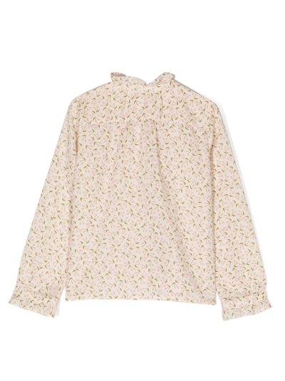 Shop Bonpoint Cherry-motif Cotton Shirt In Neutrals