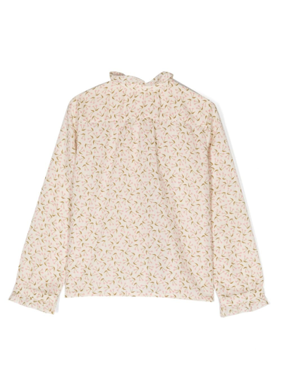 Bonpoint Cherry-motif Cotton Shirt In Neutrals