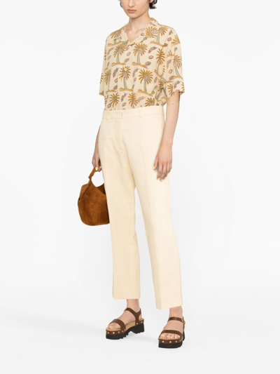 Shop Odeeh Mid-rise Straight-leg Trousers In Neutrals