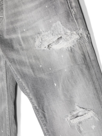 Dsquared2 Distressed Cotton Skinny Jeans In Grey