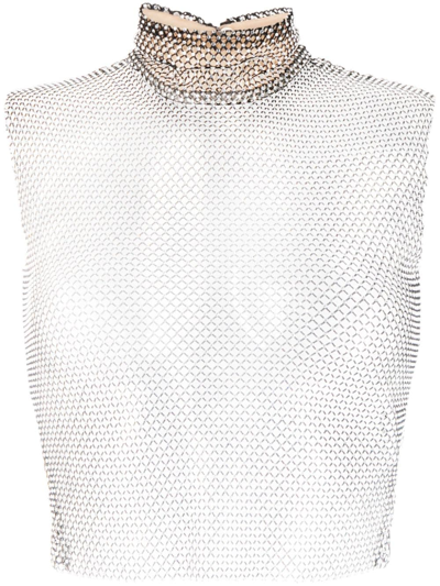 Shop Genny Crystal-embellished Chainmail-effect Tank Top In Black