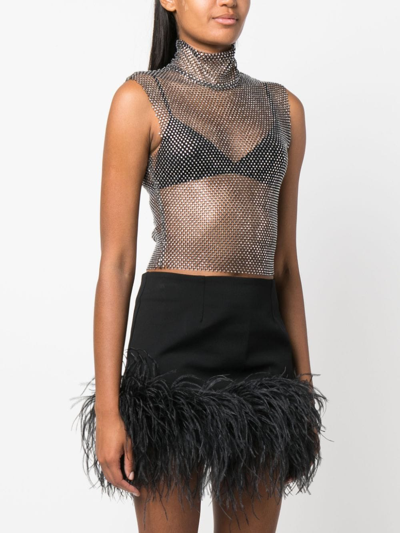 Genny Rhinestone Mesh Top In Black