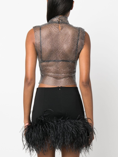 Genny Rhinestone Mesh Top In Black