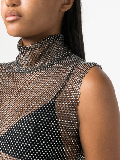 Genny Rhinestone Mesh Top In Black