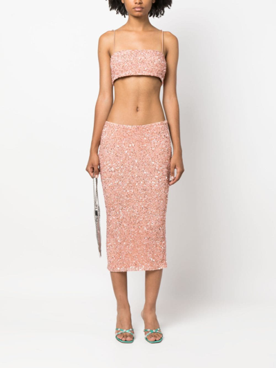 Shop Retroféte Sequin-embellished Cropped Top In Pink