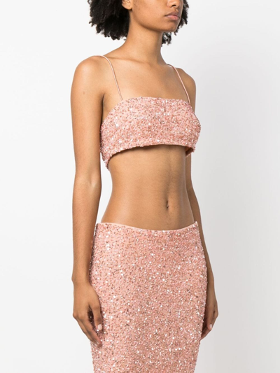 Shop Retroféte Sequin-embellished Cropped Top In Pink