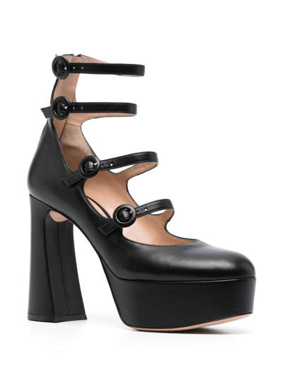 Gianvito Rossi Mary Jane Leather Platform Pumps In Black