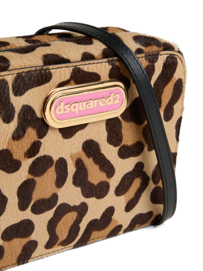 Dsquared2 Logo-plaque Leopard-print Cross Body Bag In Neutrals