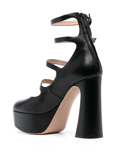 Gianvito Rossi Mary Jane Leather Platform Pumps In Black